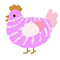 A lavender and rose chicken with a bar pattern