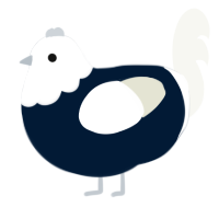 A tumblr and white chicken with a head pattern