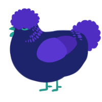 A navy and indigo chicken with a neck-band pattern