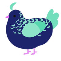 A navy and mint chicken with a half-lace pattern
