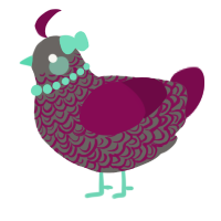 A grey and wine chicken with a double-lace pattern