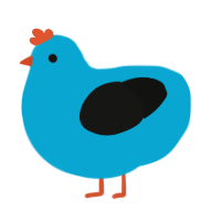 A cerulean and black chicken