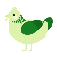 A apple and leaf chicken with a neck-speckle pattern