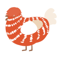 A vermilion and cream chicken with a bar pattern