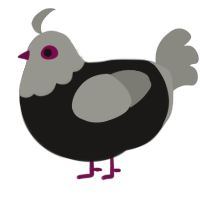 A sable and ash chicken with a head pattern