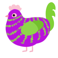 A amethyst and grass chicken with a bar pattern