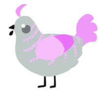 A silver and lavender chicken with a half-bar pattern