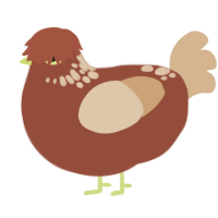 A russet and beige chicken with a neck-speckle pattern