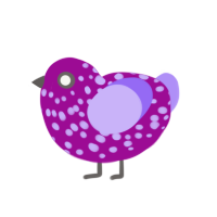 Majestic, a plum and lilac chicken with a speckle pattern