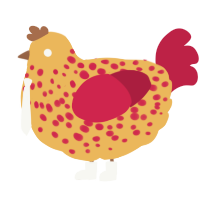 A honey and crimson chicken with a speckle pattern