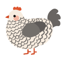 A cream and grey chicken with a lace pattern