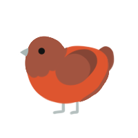 A vermilion and russet chicken with a head pattern