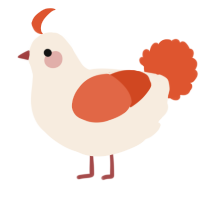 A cream and vermilion chicken