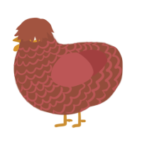 A russet and red chicken with a lace pattern