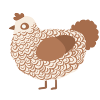 A cream and brown chicken with a double-lace pattern