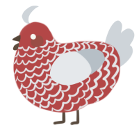 A red and mist chicken with a lace pattern