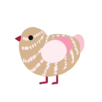 Hollyhock, a beige and rose chicken with a bar pattern