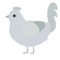 A mist and silver chicken with a neck-speckle pattern