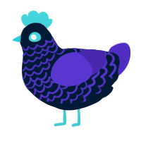 A tumblr and indigo chicken with a lace pattern
