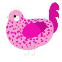 A pink and fuchsia chicken with a speckle pattern