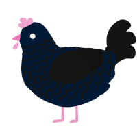 A tumblr and black chicken with a lace pattern