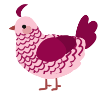 A rose and maroon chicken with a lace pattern