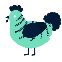 A mint and tumblr chicken with a half-bar pattern