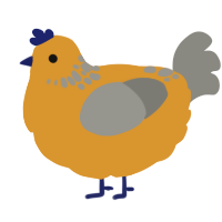 A orange and ash chicken with a neck-speckle pattern