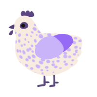 A cream and lilac chicken with a speckle pattern