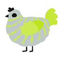 A silver and lime chicken with a bar pattern