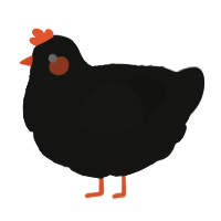 A black chicken with a lace pattern
