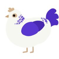 A white and indigo chicken with a neck-band pattern