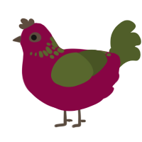 A maroon and olive chicken with a neck-speckle pattern