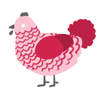 A rose and crimson chicken with a lace pattern