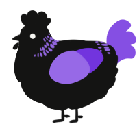 A black and blurple chicken with a neck-band pattern