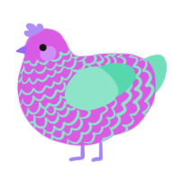 A orchid and mint chicken with a lace pattern