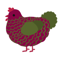 A maroon and olive chicken with a lace pattern