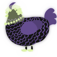 A black and overcast chicken with a lace pattern