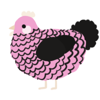 A pink and sable chicken with a lace pattern