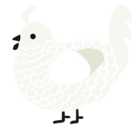 A white chicken with a lace pattern