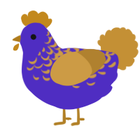 A indigo and gold chicken with a half-lace pattern
