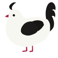 A white and sable chicken