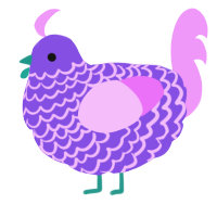 A blurple and lavender chicken with a lace pattern