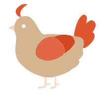A beige and vermilion chicken