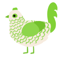 A cream and grass chicken with a lace pattern