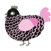 A sable and pink chicken with a lace pattern