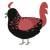 King Arthur, a black and red chicken with a half-lace pattern