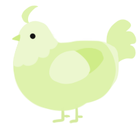A apple chicken with a head pattern