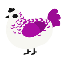 A white and plum chicken with a half-lace pattern