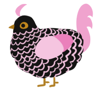 A black and pink chicken with a lace pattern